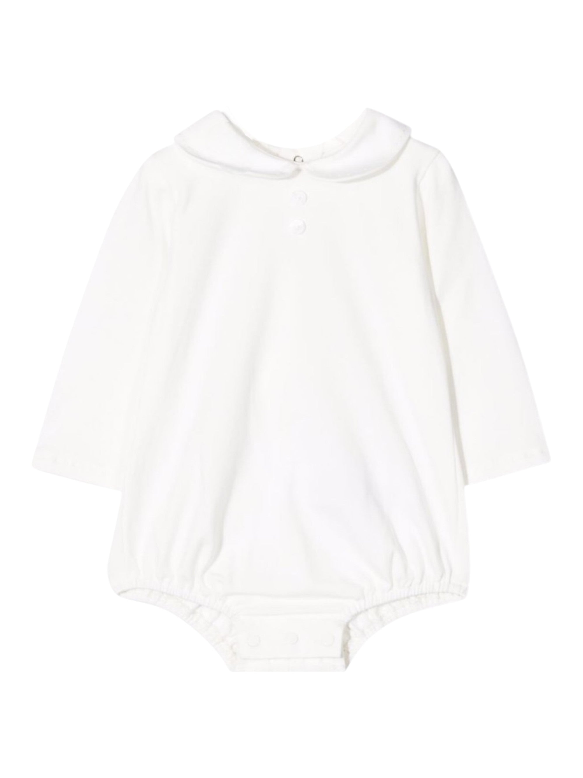 Body in cotone per neonata Paz Rodriguez bianco con cuciture decorative 020-99843J 6060 PaZ RODRIGUEZ KIDS 