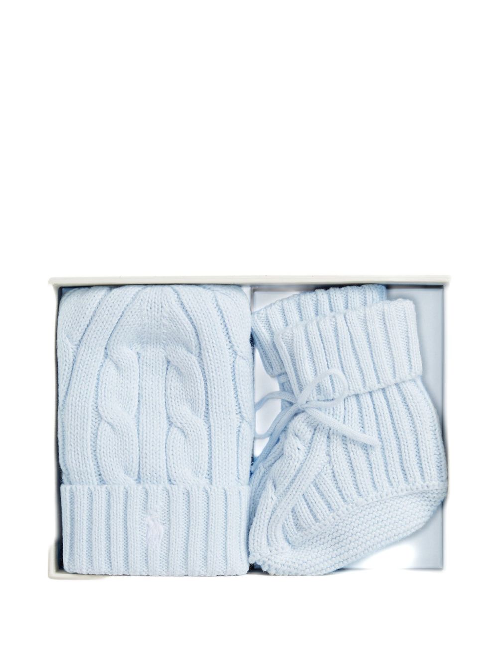 Set berretto e stivali per neonato Polo Ralph Lauren Kids azzurri con polsini a coste 320P01426 001 Ralph Lauren kids 