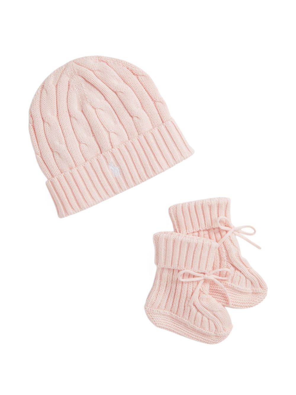 Set berretto e stivali per neonata Polo Ralph Lauren Kids rosa con maglia intrecciata 320P01426 002 Ralph Lauren kids 