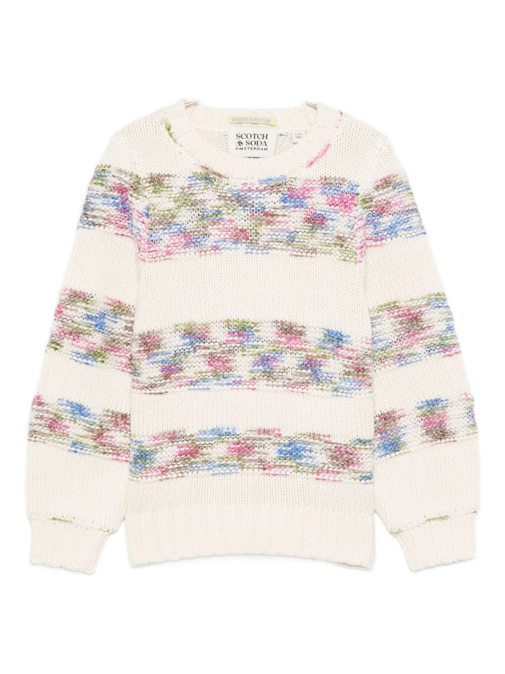 Maglione per bambina Scotch & Soda Kids bianco con dettagli a righe multicolore 180813 260 SCOTCH&SODA KIDS 