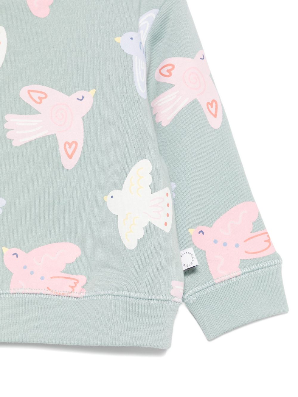 Felpa per neonata Stella McCartney Kids verde con stampa uccellini TX4070 Z3206 923MC STELLA McCARTNEY KIDS 