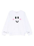 Felpa per bambina Stella McCartney Kids bianco con stampa faccina TX4C90 Z0453 100 STELLA McCARTNEY KIDS 