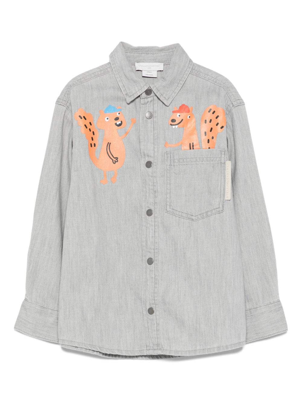 Camicia per bambino Stella McCartney Kids grigio con stampa scoiattolo TX5P10 Z0522 970 STELLA McCARTNEY KIDS 