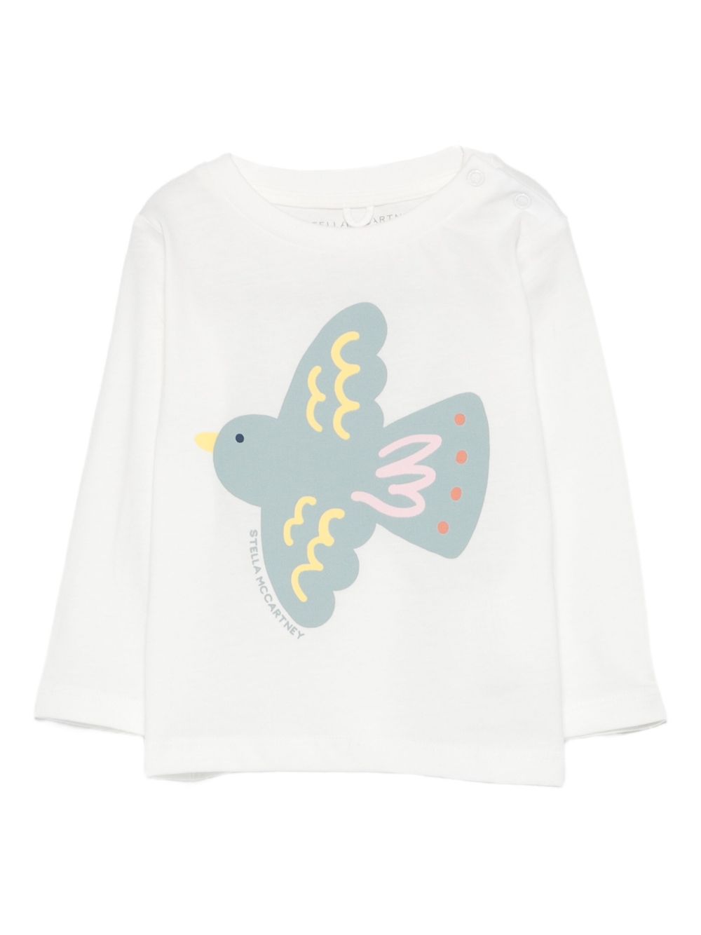 T-shirt per neonata Stella McCartney Kids bianco con stampa uccello TX8080 Z0434 101 STELLA McCARTNEY KIDS 