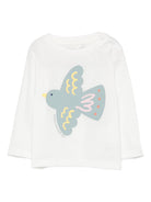 T-shirt per neonata Stella McCartney Kids bianco con stampa uccello TX8080 Z0434 101 STELLA McCARTNEY KIDS 
