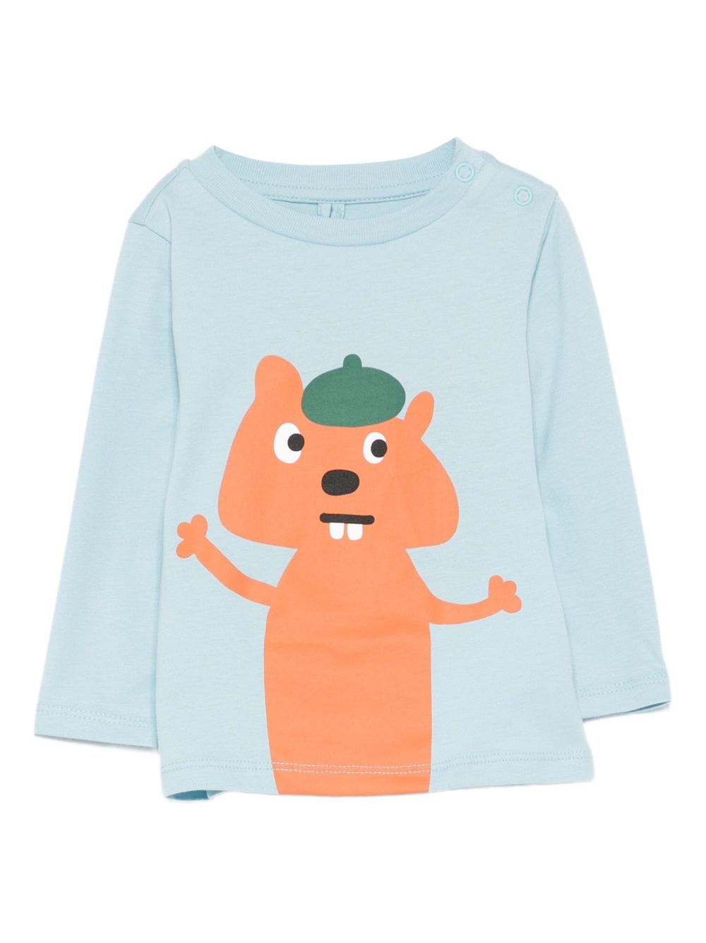T-shirt per neonato Stella McCartney Kids azzurro con stampa scoiattolo TX8600 Z0434 670 STELLA McCARTNEY KIDS 