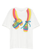 T-shirt per bambina Stella McCartney Kids bianco con stampa grafica TX8B31 Z0434 101 STELLA McCARTNEY KIDS 