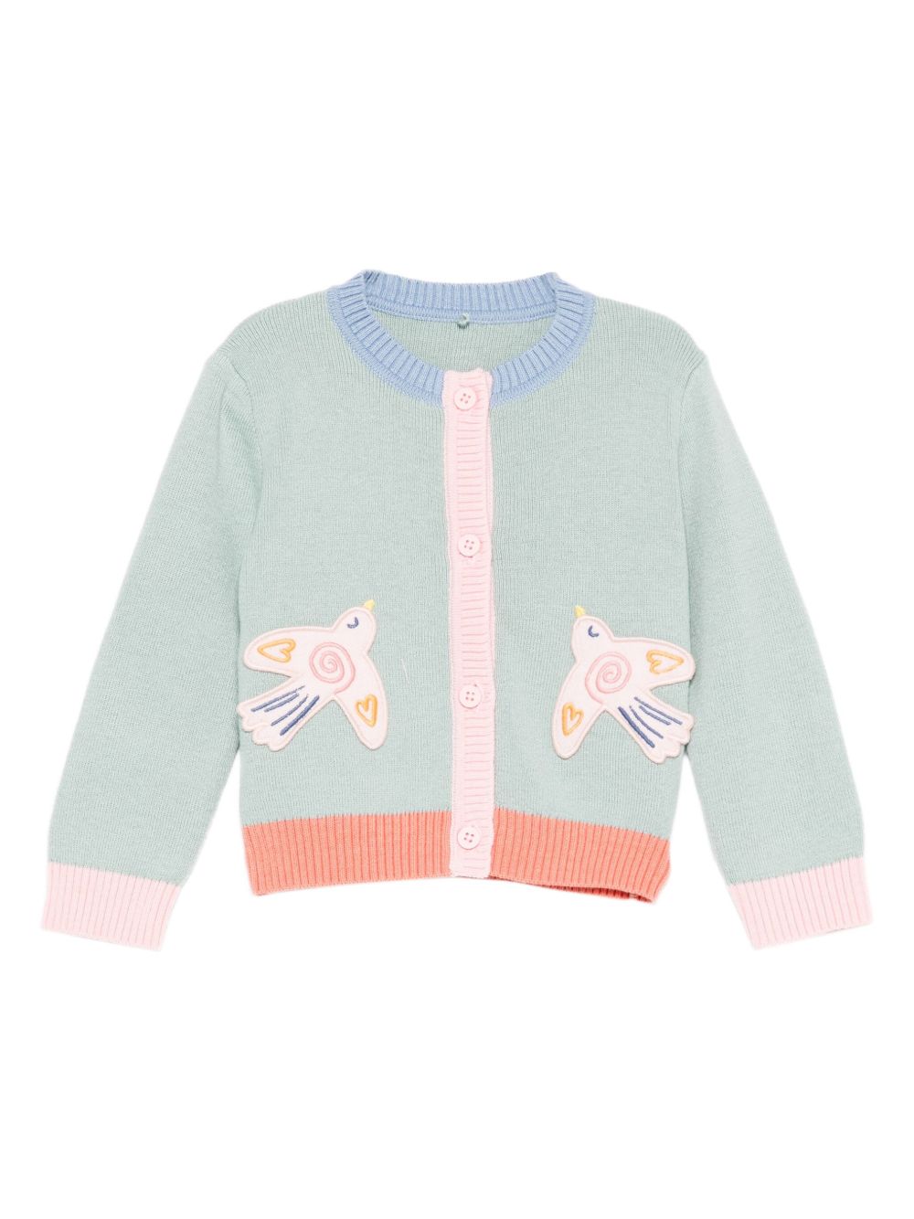 Cardigan per neonata Stella McCartney Kids verde con applicazione TX9030 Z1528 923 STELLA McCARTNEY KIDS 