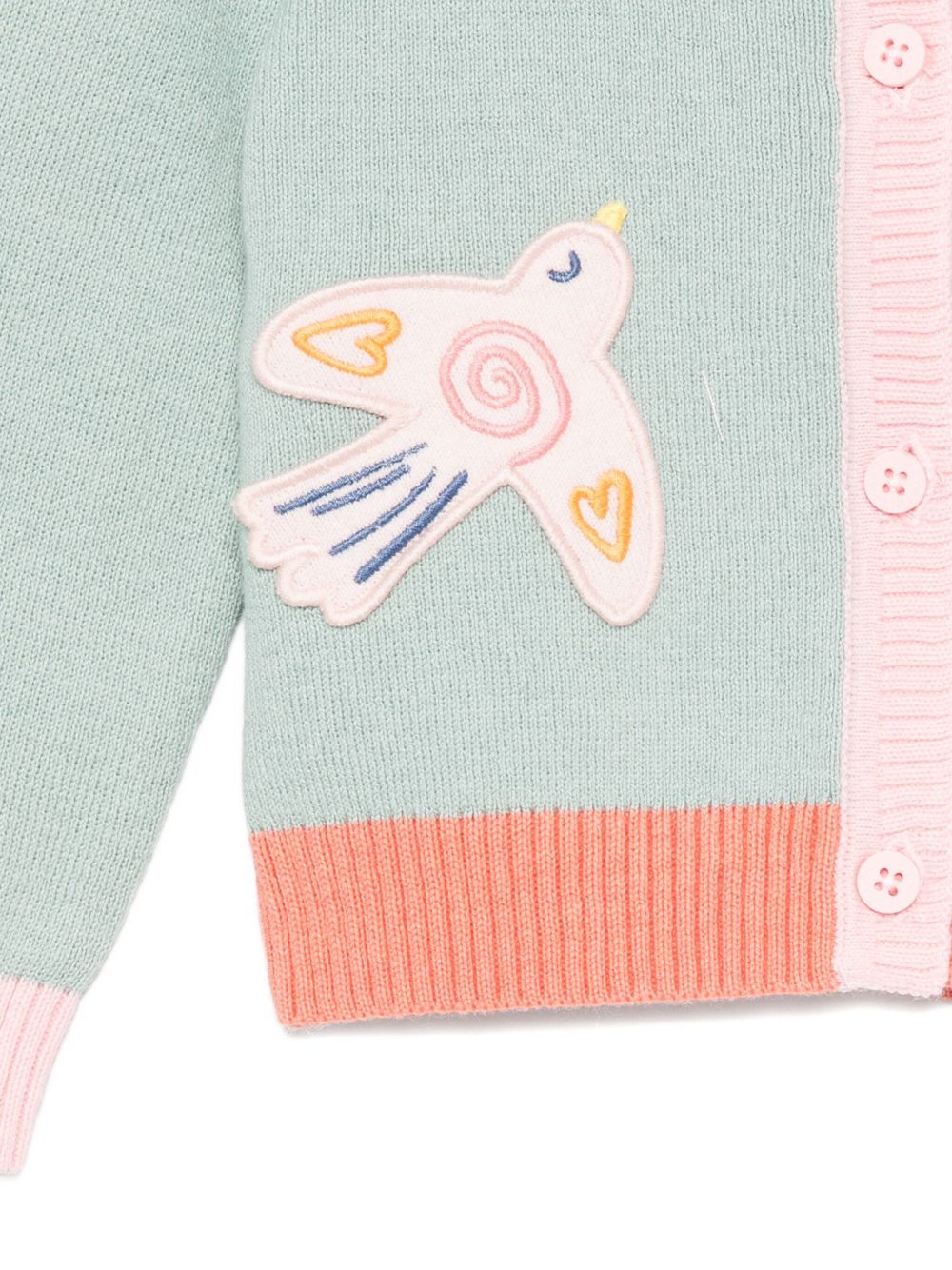 Cardigan per neonata Stella McCartney Kids verde con applicazione TX9030 Z1528 923 STELLA McCARTNEY KIDS 