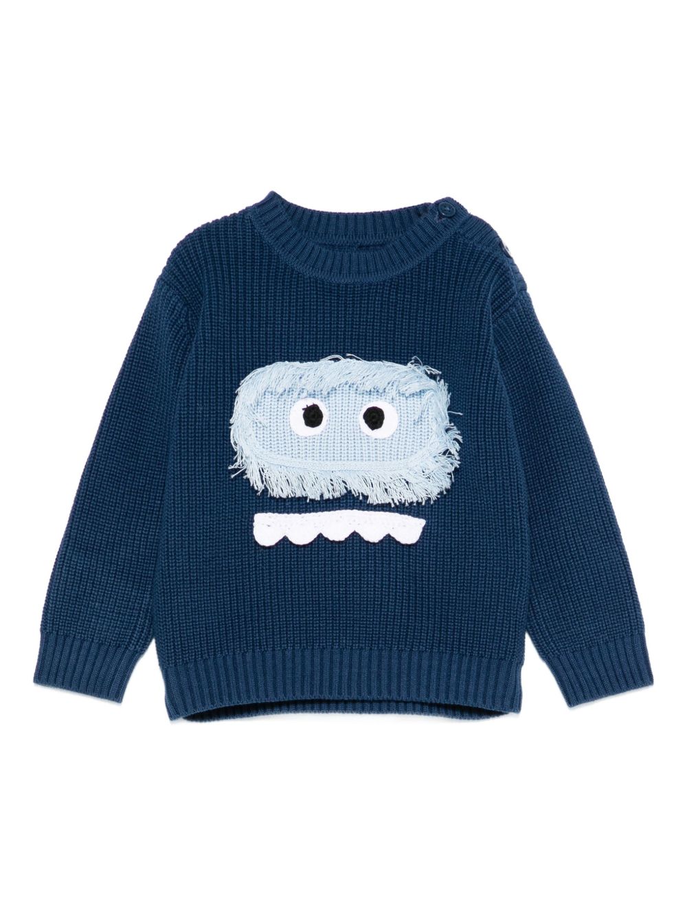 Maglione per neonato Stella McCartney Kids blu con faccia di mostro TX9510 Z1528 633 STELLA McCARTNEY KIDS 