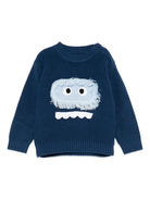 Maglione per neonato Stella McCartney Kids blu con faccia di mostro TX9510 Z1528 633 STELLA McCARTNEY KIDS 