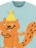 Maglione per bambino Stella McCartney Kids azzurro con motivo scoiattolo TX9P60 Z1876 670 STELLA McCARTNEY KIDS 
