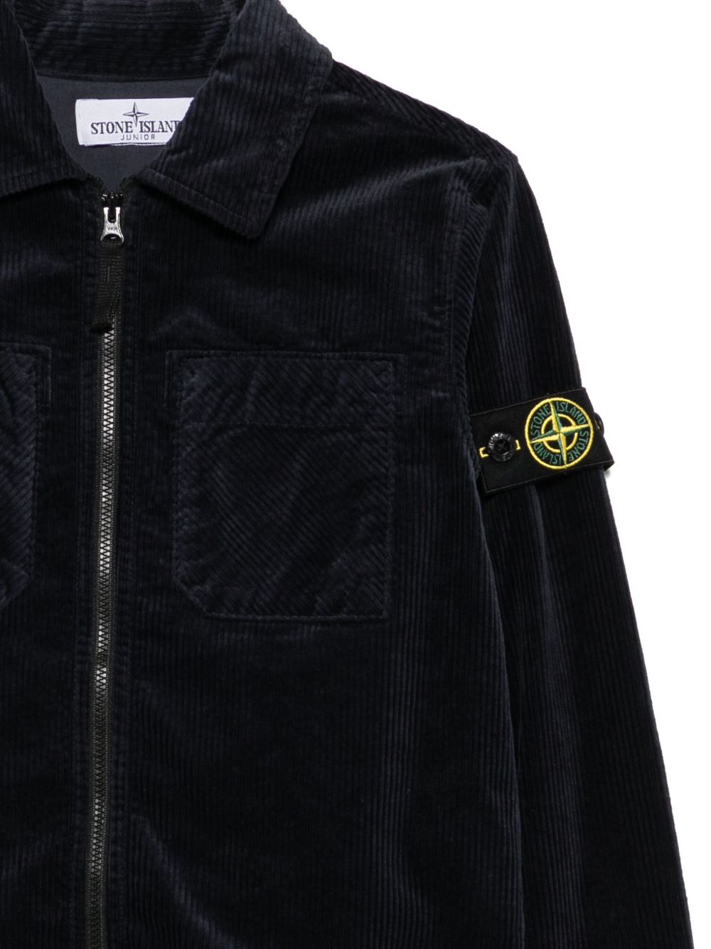 Camicia  per bambino Stone Island Junior blu a coste con zip K2S161200003S0199 V0020 STONE ISLAND KIDS 