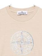 T-shirt per bambino Stone Island Junior beige con caratteristico logo sul davanti K2S162100008S0264 V0095 STONE ISLAND KIDS 
