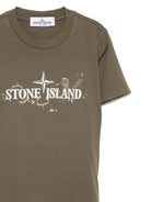 T-shirt per bambino Stone Island Junior verde con stampa del logo K2S162100010S0259 V0054 STONE ISLAND KIDS 