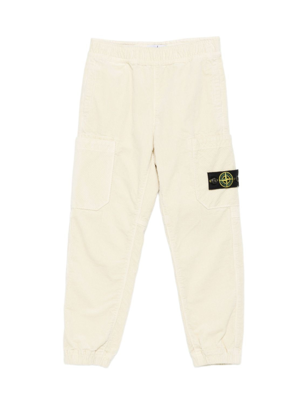 Pantaloni per bambino Stone Island Junior beige in velluto a coste con tasche applicate K2S163100005S0199 V0093 STONE ISLAND KIDS 