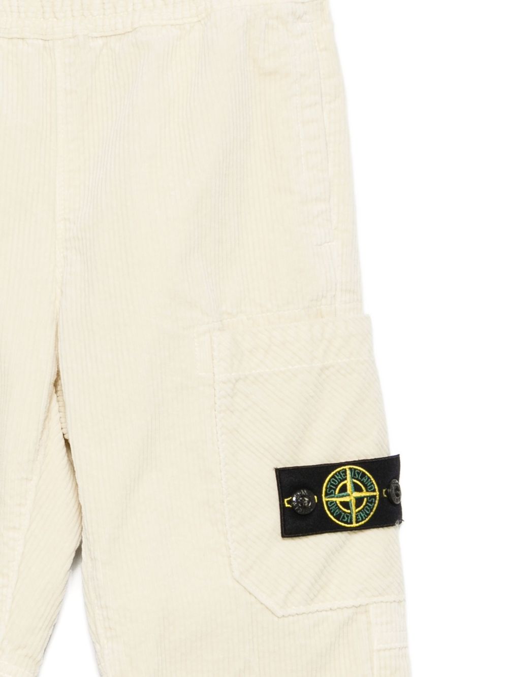 Pantaloni per bambino Stone Island Junior beige in velluto a coste con tasche applicate K2S163100005S0199 V0093 STONE ISLAND KIDS 