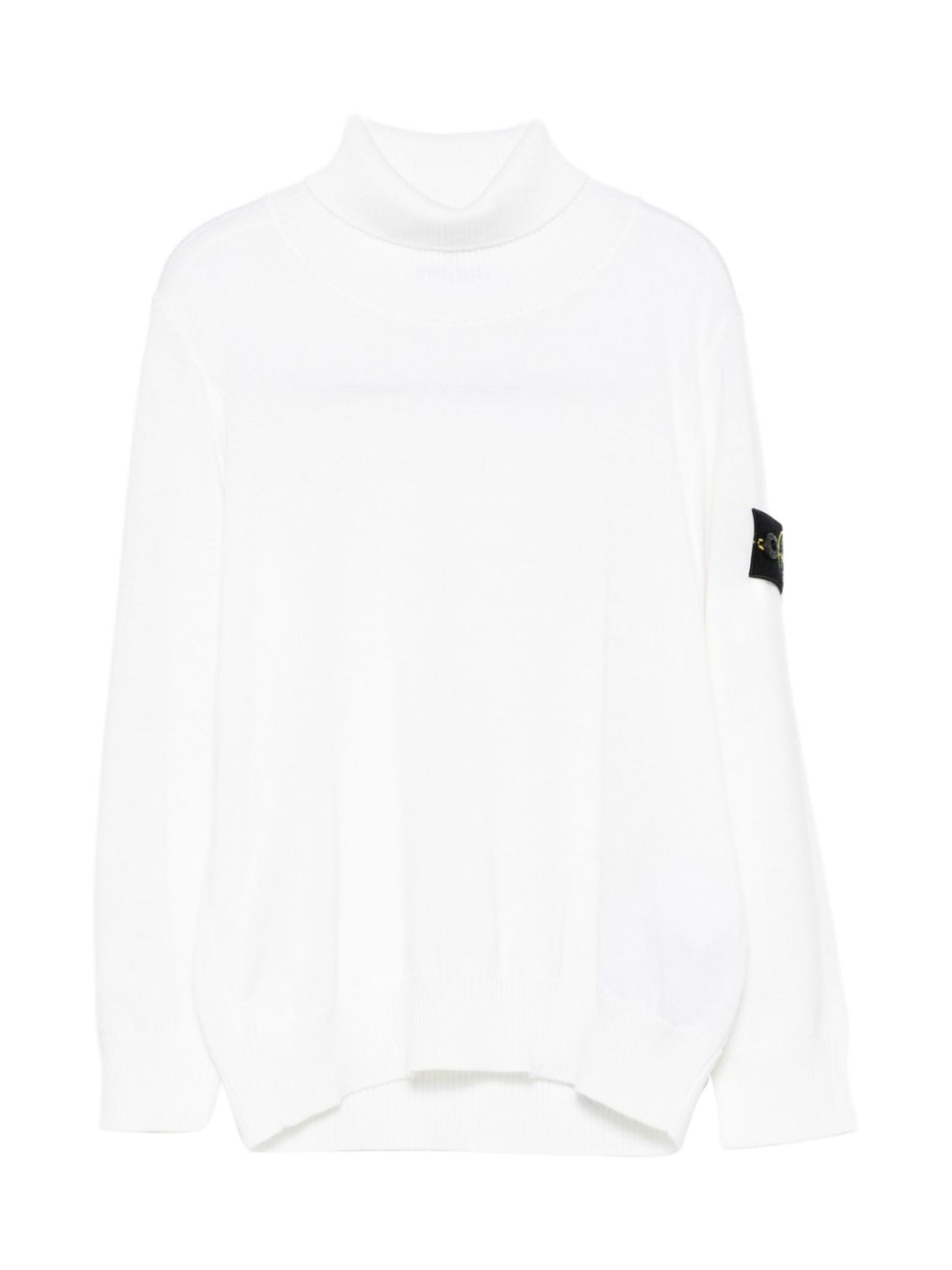 Maglione per bambino Stone Island Junior bianco a collo alto con logo e toppa K2S165100017S0C04 V0099 STONE ISLAND KIDS 