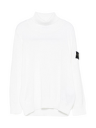 Maglione per bambino Stone Island Junior bianco a collo alto con logo e toppa K2S165100017S0C04 V0099 STONE ISLAND KIDS 