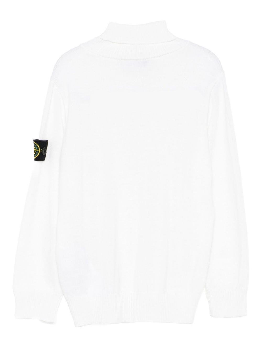Maglione per bambino Stone Island Junior bianco a collo alto con logo e toppa K2S165100017S0C04 V0099 STONE ISLAND KIDS 