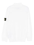 Maglione per bambino Stone Island Junior bianco a collo alto con logo e toppa K2S165100017S0C04 V0099 STONE ISLAND KIDS 