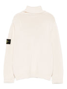 Maglione per bambino Stone Island Junior bianco con collo alto K2S165100018S01A2 V0099 STONE ISLAND KIDS 