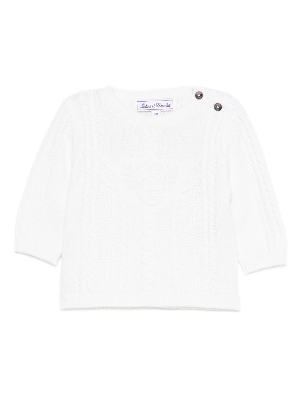 Maglione per neonato Tartine Et Chocolate bianco con maglia a trecce CB18071 13 TArtine & Chocolat KIDS 