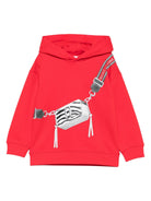 Felpa per bambina Marc Jacobs Kids rossa con cappuccio e stampa sul davanti W60568 97E THE MARC JACOBS KIDS 