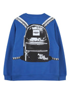 Felpa per bambino Marc Jacobs Kids blu con stampa grafica zaino W60698 872 THE MARC JACOBS KIDS 