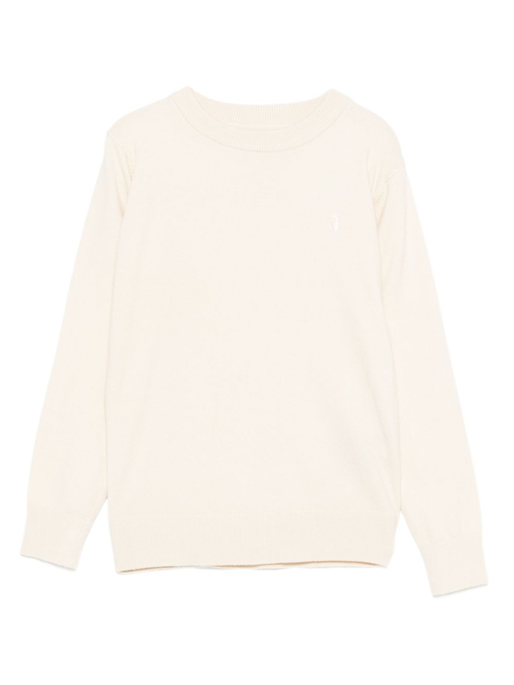 Felpa per bambino TRUSSARDI JUNIOR écru girocollo con logo ricamato TBA25011MA NEW ECRU TRUSSARDI KIDS 