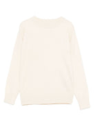 Felpa per bambino TRUSSARDI JUNIOR écru girocollo con logo ricamato TBA25011MA NEW ECRU TRUSSARDI KIDS 