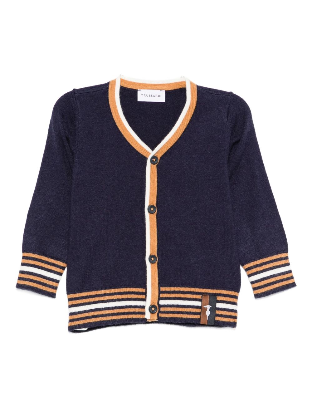 Cardigan per neonato TRUSSARDI JUNIOR blu con dettaglio a righe TIA25078CD PEACOAT TRUSSARDI KIDS 