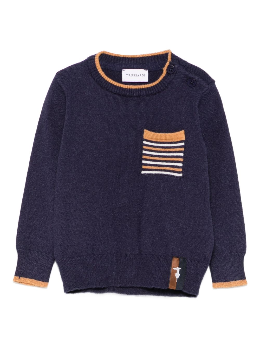 Maglione per neonato TRUSSARDI JUNIOR blu con dettaglio a righe TIA25079MA PEACOAT TRUSSARDI KIDS 