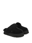 Slippers per bambina UGG Kids Disquette nero con finitura in pelliccia sintetica 1122550 BLK UGG KIDS 