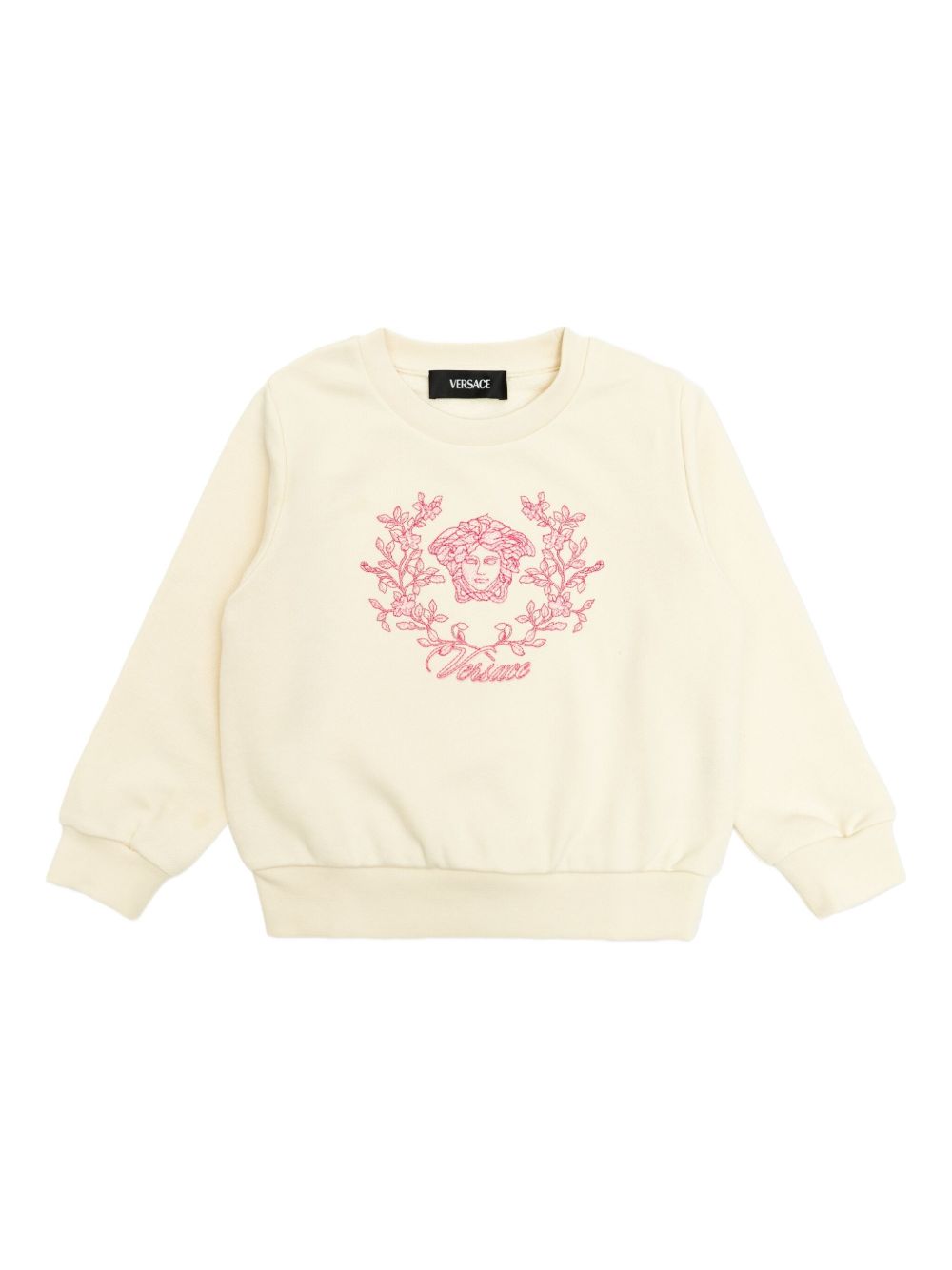 Felpa per neonata Versace Kids beige con stampa Medusa Crest 10185551A14882 2WX70 VERSACE KIDS 