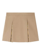 Minigonna plissettata per bambina Versace Kids beige con dettaglio laterale Medusa 10204851A14822 2KS40 VERSACE KIDS 