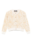 Cardigan per bambina Versace Kids beige con stampa stile Barocco 10208951A11135 2WX90 VERSACE KIDS 