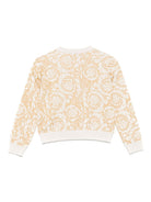 Cardigan per bambina Versace Kids beige con stampa stile Barocco 10208951A11135 2WX90 VERSACE KIDS 