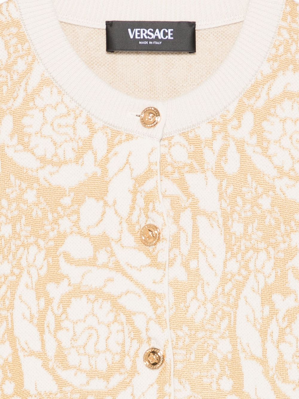 Cardigan per bambina Versace Kids beige con stampa stile Barocco 10208951A11135 2WX90 VERSACE KIDS 