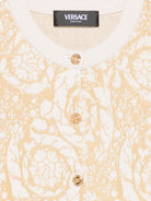Cardigan per bambina Versace Kids beige con stampa stile Barocco 10208951A11135 2WX90 VERSACE KIDS 