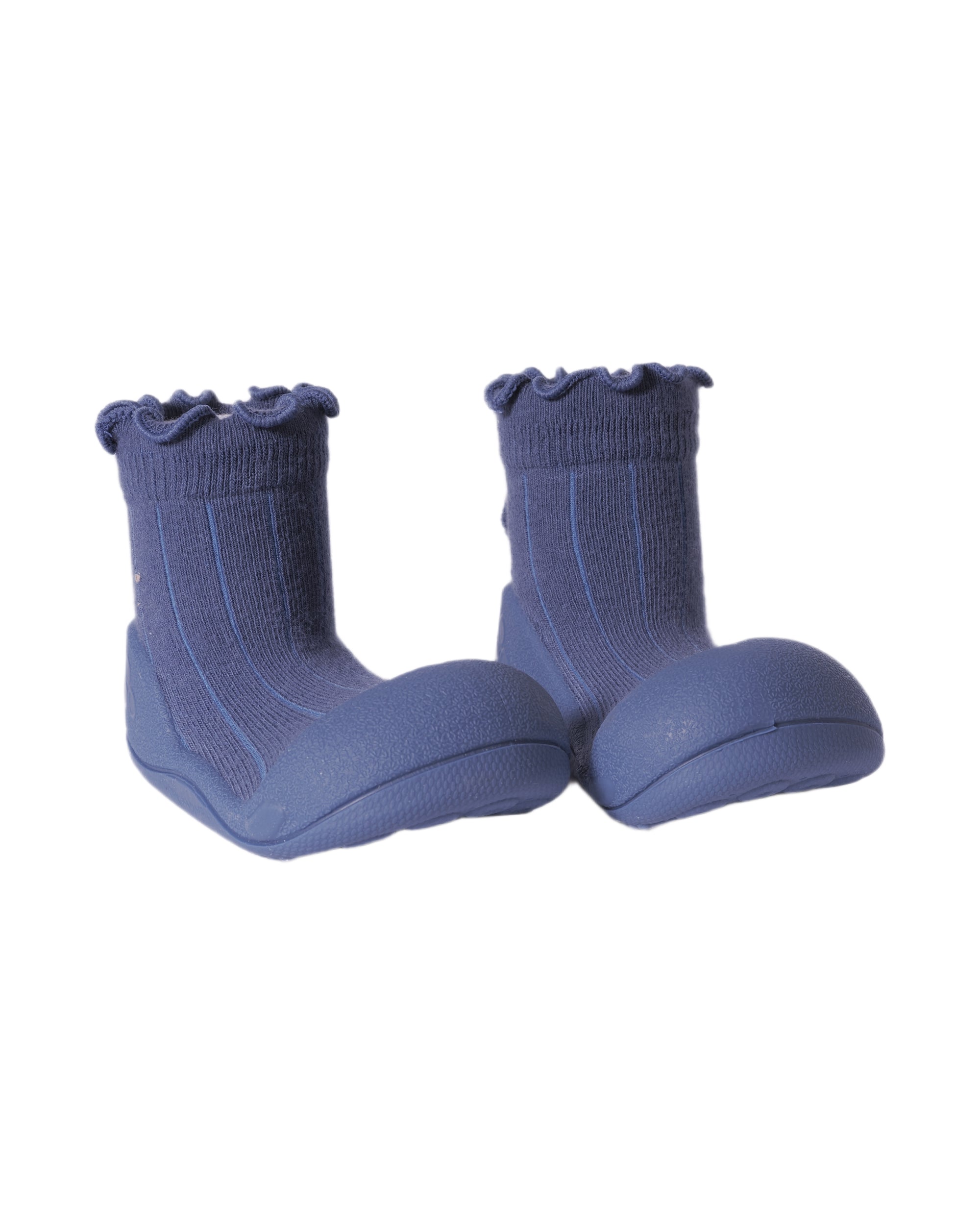 Scarpine primi passi Pom-Pom per neonati Attipas blu con tessuto a coste APO03 BLUE ATTIPAS KIDS 