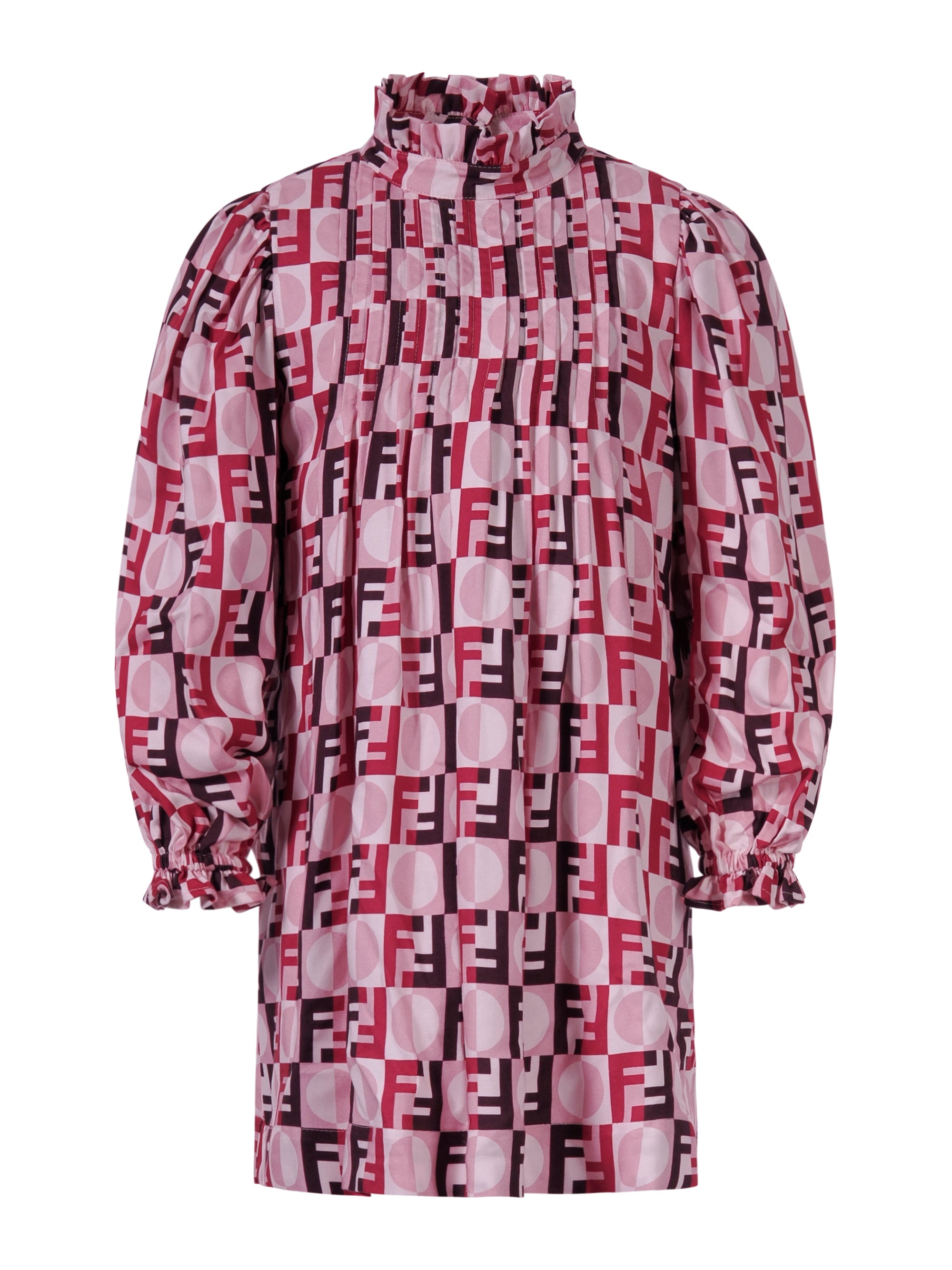 Abito per bambina Fendi Kids rosa con stampa logo FF all-over JFB809 AYMM F1TKH FENDI KIDS 