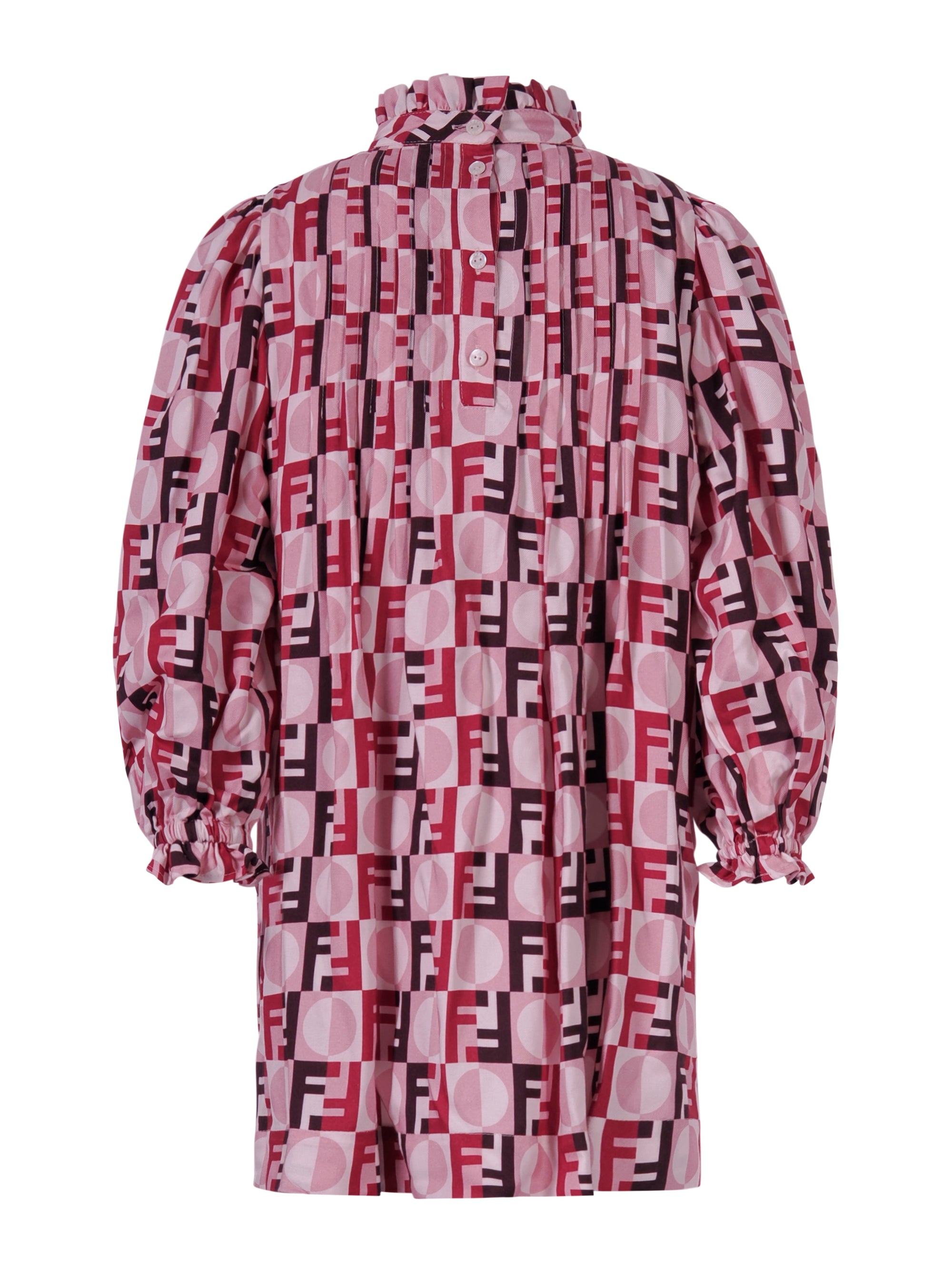 Abito per bambina Fendi Kids rosa con stampa logo FF all-over JFB809 AYMM F1TKH FENDI KIDS 
