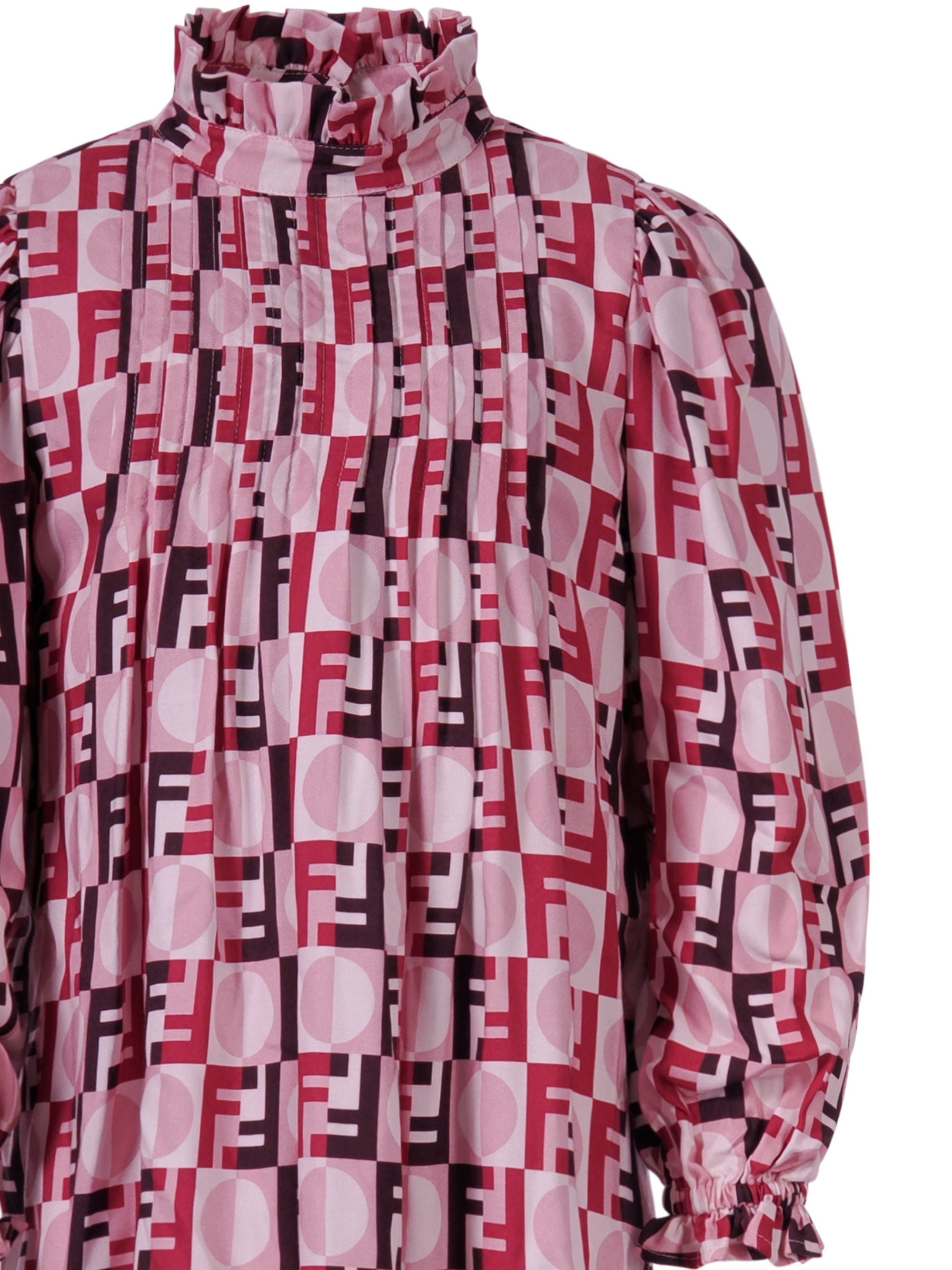 Abito per bambina Fendi Kids rosa con stampa logo FF all-over JFB809 AYMM F1TKH FENDI KIDS 
