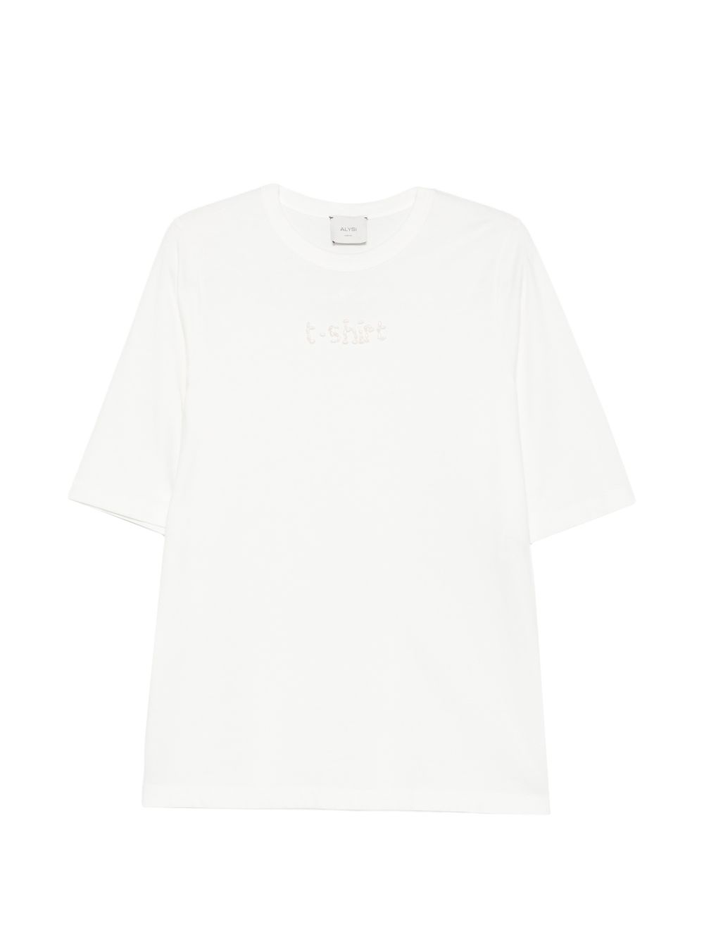 T-shirt per donna Alysi bianca con decorazione con perline sul davanti 166407 A6030 LT ALYSI 
