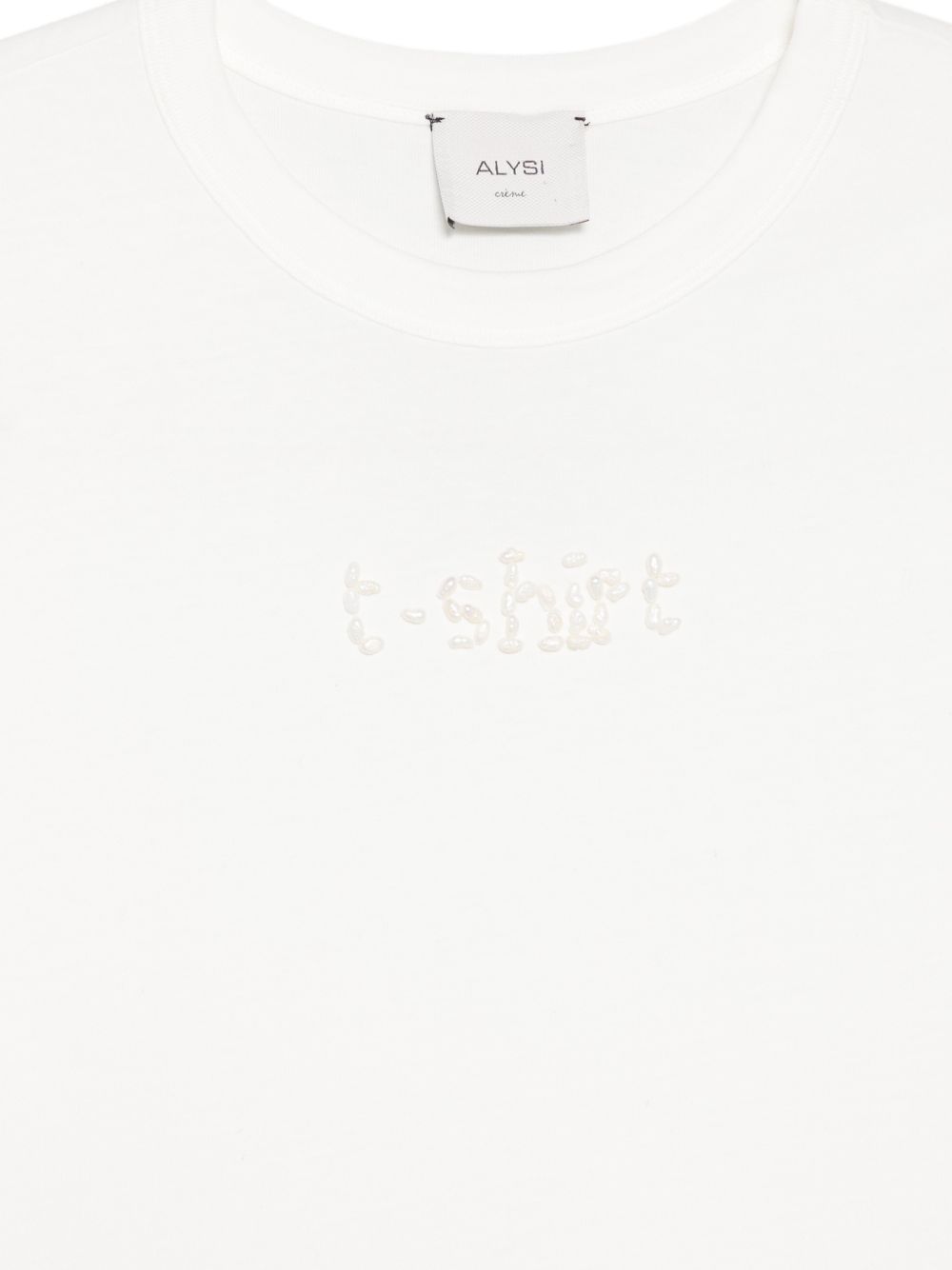 T-shirt per donna Alysi bianca con decorazione con perline sul davanti 166407 A6030 LT ALYSI 