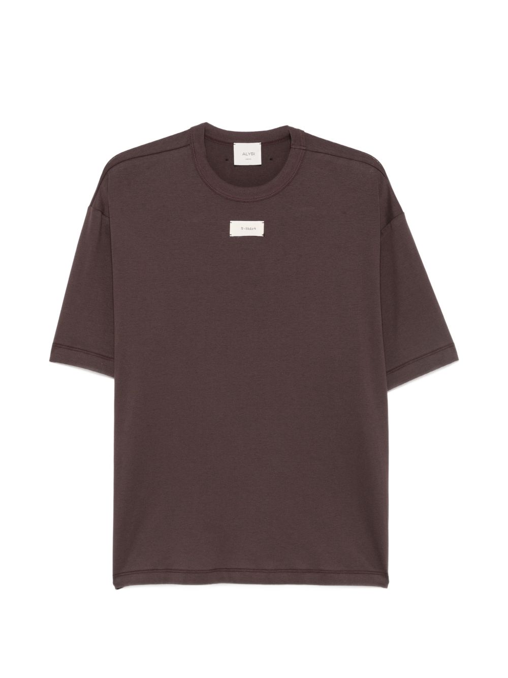 T-shirt da donna Alysi marrone con targhetta sul davanti 166412 A6004 ME ALYSI 