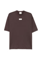 T-shirt da donna Alysi marrone con targhetta sul davanti 166412 A6004 ME ALYSI 