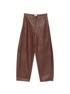 Pantaloni in pelle per donna Alysi marroni a gamba ampia 266102 A6053 MOG ALYSI 