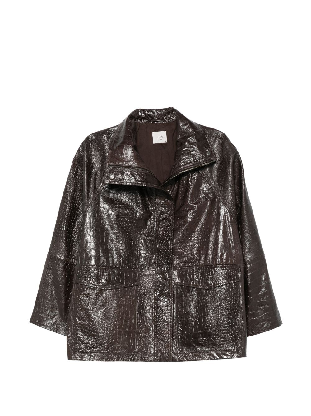 Cappotto per donna Alysi marrone con effetto coccodrillo 266908 A6227 FOND ALYSI 